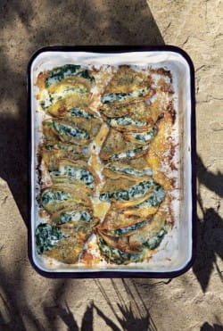 Buckwheat galettes with spinach béchamel