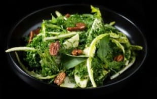 Seamus Mullen's kale salad with apple, toasted pecans and yoghurt and dill vinaigrette