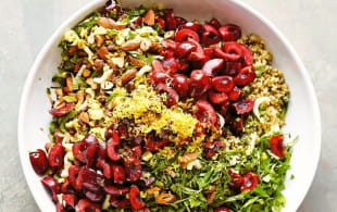 Cherry, herb and freekeh tabule