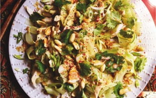 Chicken and cucumber salad with pul biber and tahini lime dressing