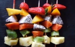 Fruit kebabs and Moët Ice Imperial 