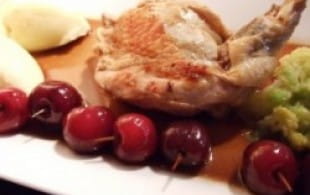 Guineafowl with cherries and Beaujolais