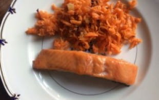 Hot smoked salmon, Korean carrots and pinot gris