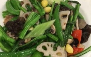 Lotus root stir-fry and chrysanthemum tea