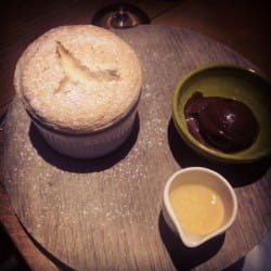 Seville orange soufflé and Primo Franco prosecco